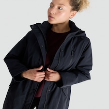 F&F Waterproof Hooded Longline Parka in Navy