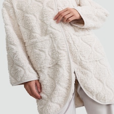 F&F Quilted Fleece Hooded Pyjama Cosy Top in Cream thumbnail 2