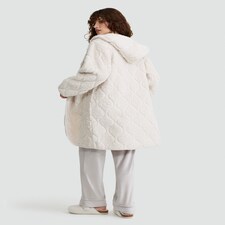 F&F Quilted Fleece Hooded Pyjama Cosy Top in Cream thumbnail 3