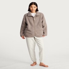 F&F Textured Funnel Neck Zip Through Jacket in Natural thumbnail 2