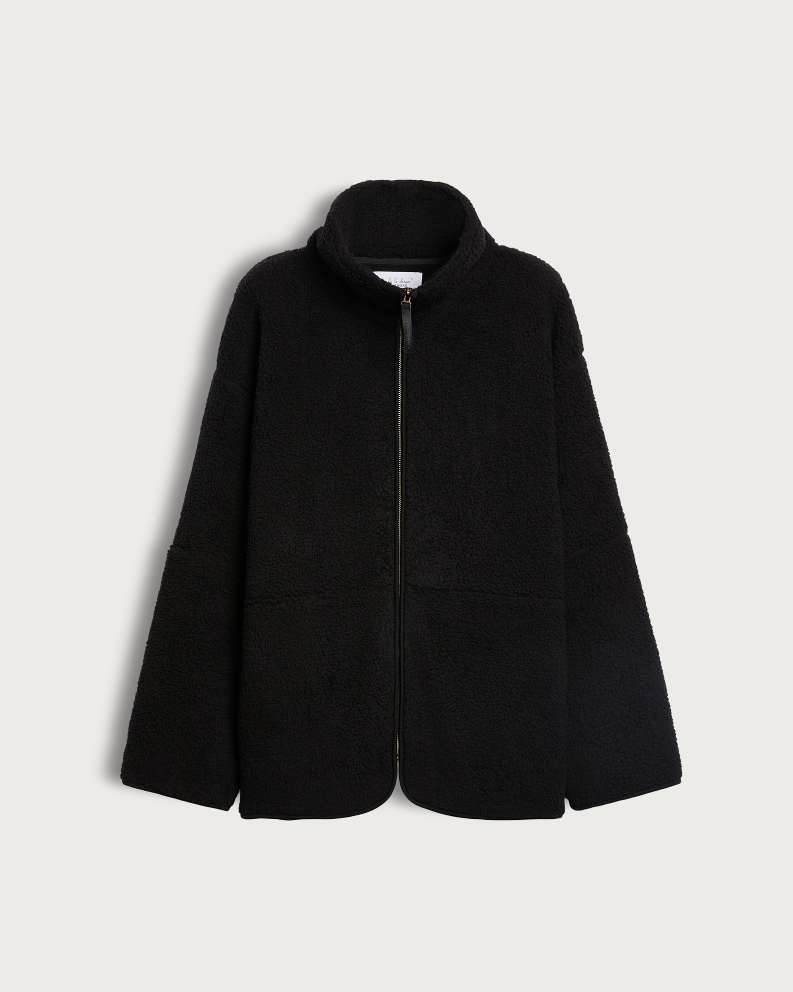 F&F Fleece Zip Up Pyjama Jacket in Black thumbnail 4