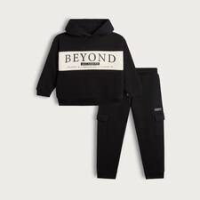 F&F Boys 2-Piece Cotton Rich Beyond All Limits Hoodie and Joggers Set in Black thumbnail 5