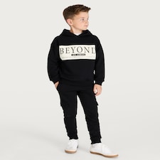 F&F Boys 2-Piece Cotton Rich Beyond All Limits Hoodie and Joggers Set in Black
