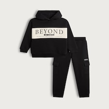F&F Boys 2-Piece Cotton Rich Beyond All Limits Hoodie and Joggers Set in Black thumbnail 5