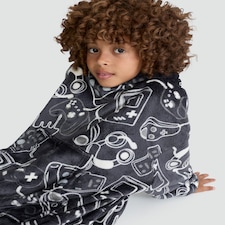 F&F Boys Fleece Gaming Print Pyjama Hoodie in Grey