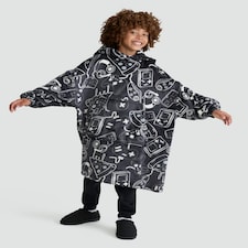 F&F Boys Fleece Gaming Print Pyjama Hoodie in Grey thumbnail 2