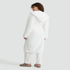 F&F Fleece Hooded Dressing Gown in Cream thumbnail 3