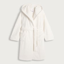 F&F Fleece Hooded Dressing Gown in Cream thumbnail 4