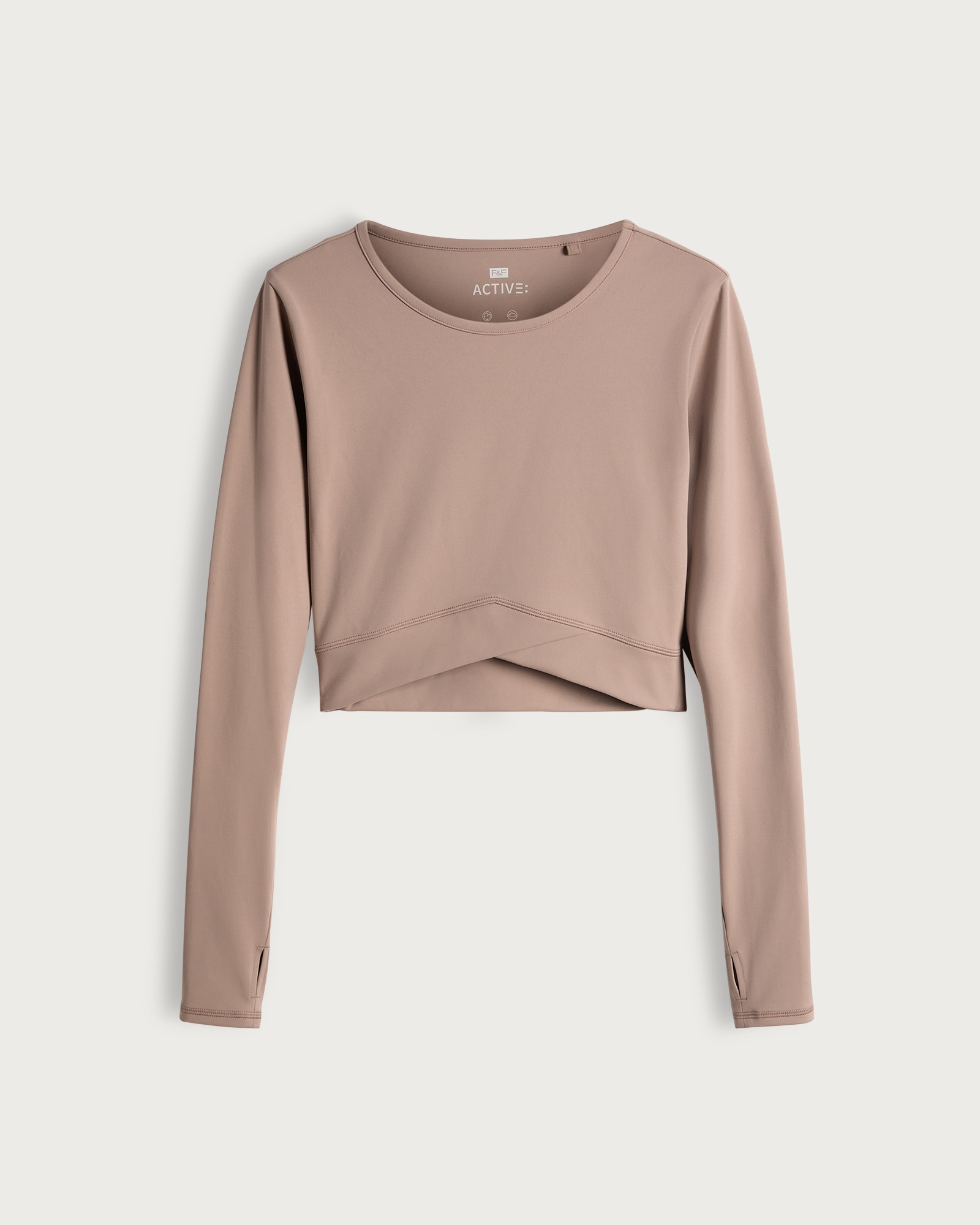 F&F Active Long Sleeved Cropped Sports Top in Mink thumbnail 5