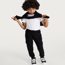 F&F Boys Cotton Rich Cuffed Drawstring Cargo Joggers in Black