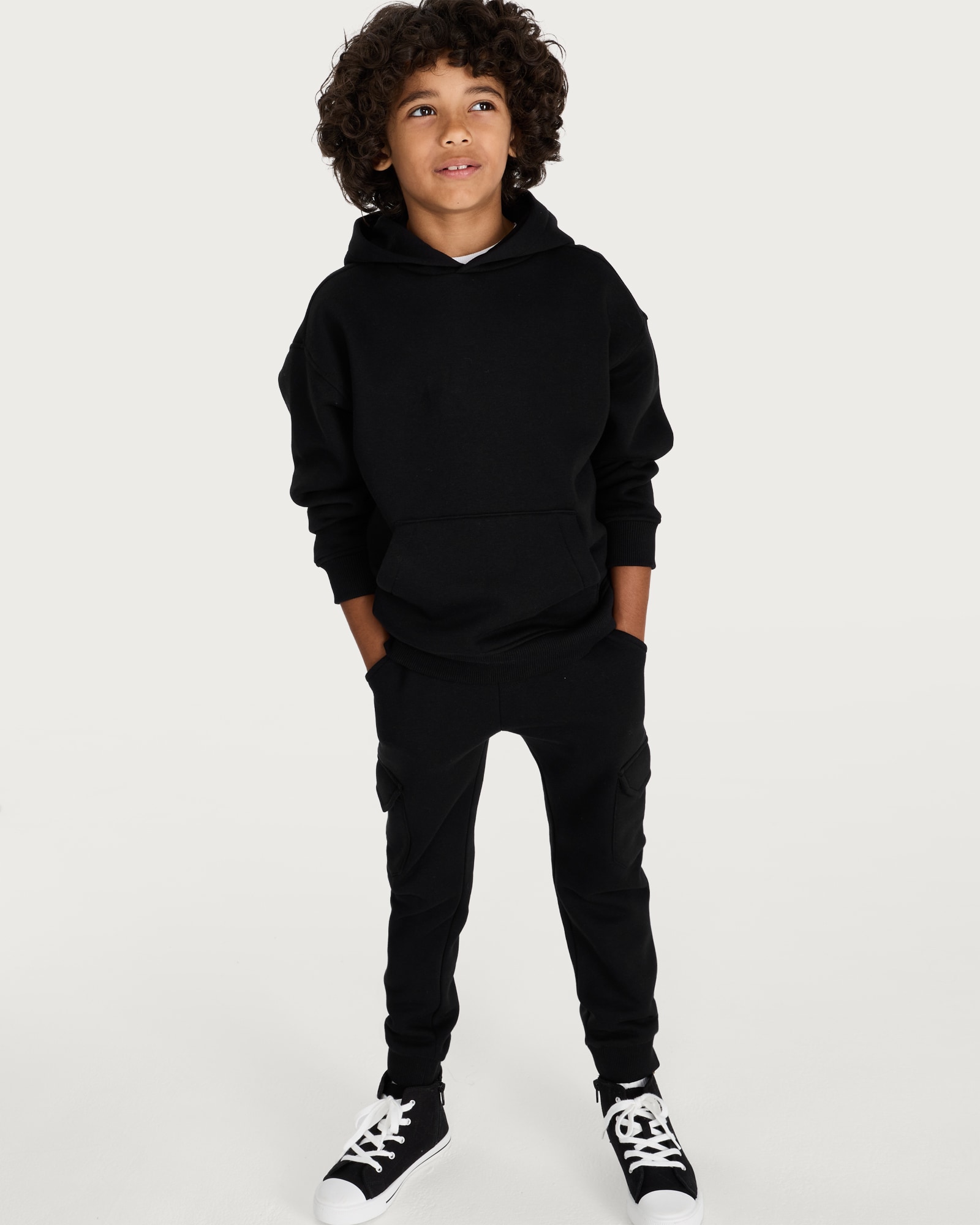 F&F Boys Cotton Rich Oversized Fit Hoodie in Black