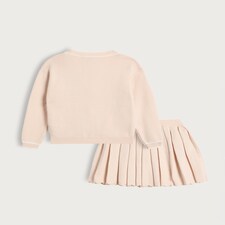 F&F x Samantha Faiers Pocket Detail Cardigan and Pleated Skirt Set in Cream thumbnail 5