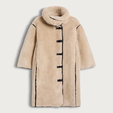 F&F Faux Shearling Toggle Fastening Coat in Cream thumbnail 5