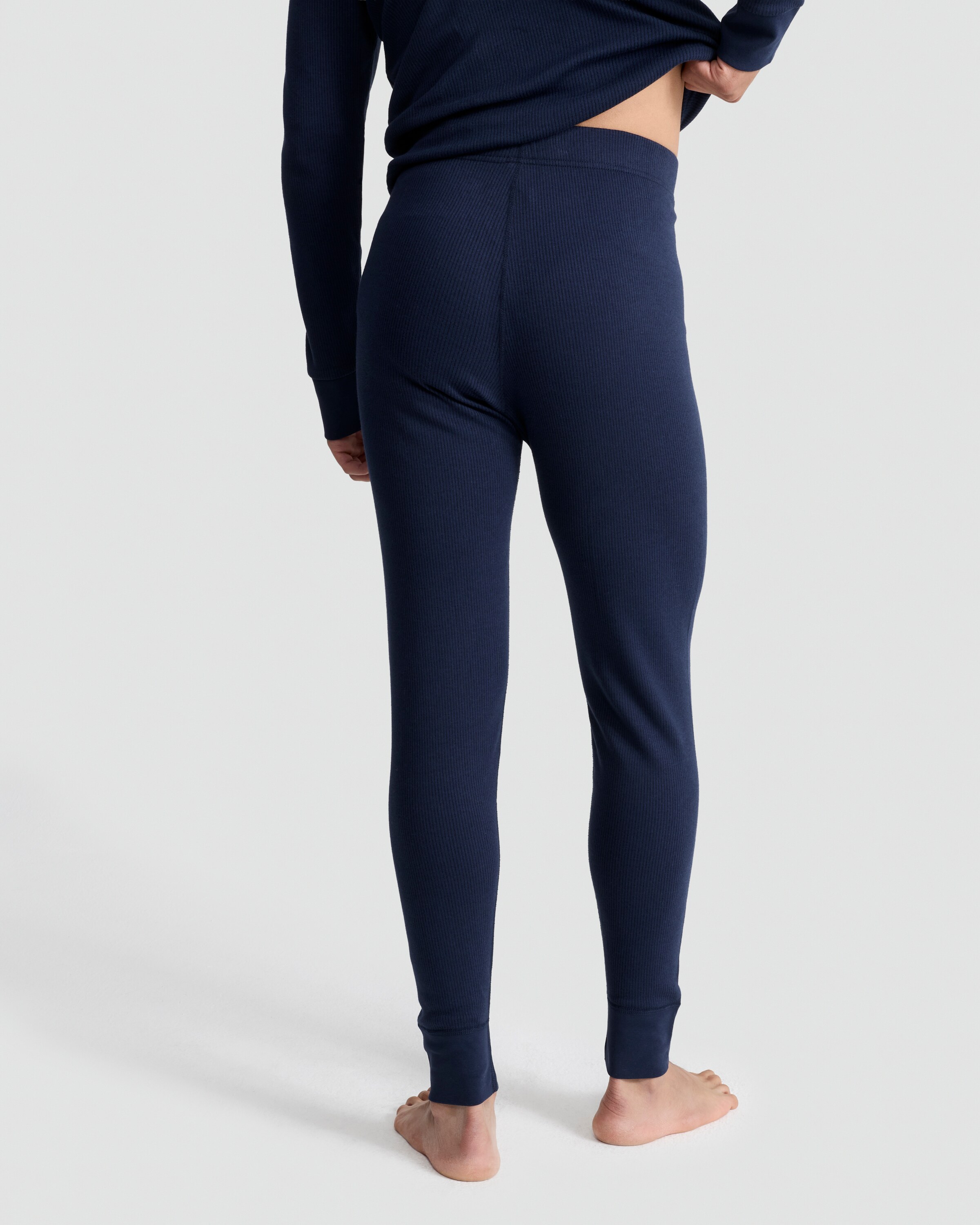 F&F Cotton Blend Ribbed Thermal Long Johns in Navy thumbnail 3