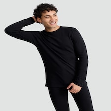 F&F WARMPLUS™ Medium Warmth Ribbed Long Sleeved Thermal Top in Black