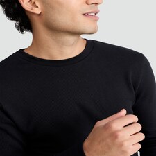 F&F WARMPLUS™ Medium Warmth Ribbed Long Sleeved Thermal Top in Black thumbnail 2