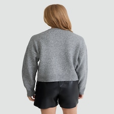 F&F Knitted Argyle Print Button Up Cardigan with Wool in Grey thumbnail 3