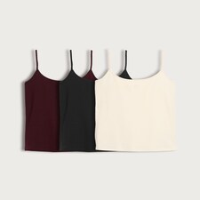 F&F 3-Pack Cotton Rich Spaghetti Strap Vests in Multi thumbnail 5