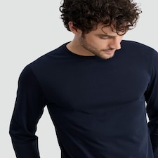 F&F Pure Cotton Regular Fit Crew Neck Long Sleeved Top in Navy