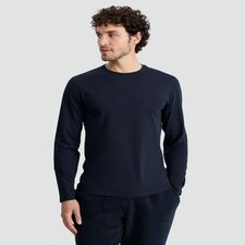 F&F Pure Cotton Regular Fit Crew Neck Long Sleeved Top in Navy thumbnail 2