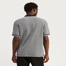 The F&F Edit Pure Cotton Textured Zip Neck Polo Shirt in Black thumbnail 3