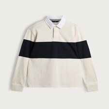 F&F Pure Cotton Striped Long Sleeved Rugby Shirt in Cream thumbnail 4