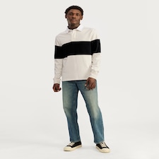 F&F Pure Cotton Striped Long Sleeved Rugby Shirt in Cream