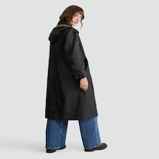 F&F Shower Resistant Waxed Collared Longline Coat in Brown thumbnail 3