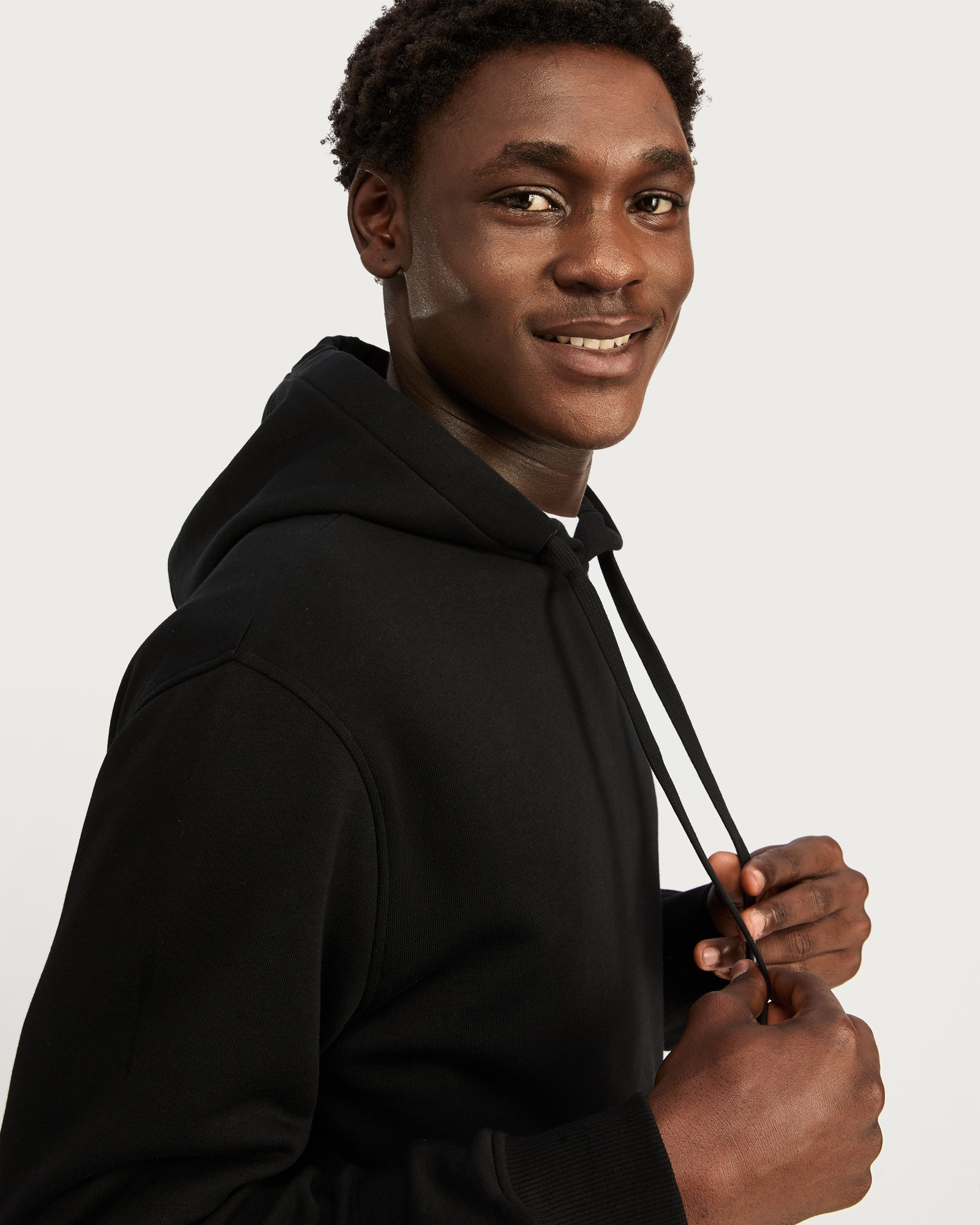 F&F Cotton Rich Kangaroo Pocket Drawstring Hoodie in Black