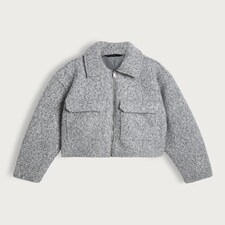 F&F Textured Pocket Front Zip Up Jacket in Grey thumbnail 6