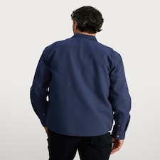 F&F Pure Cotton Waffle Textured Button Down Shirt in Navy thumbnail 3