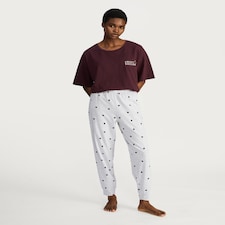 F&F Cotton Rich Heart Print Pyjama Bottoms in Multi Grey