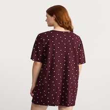 F&F Pure Cotton Polka Dot Nightdress in Burgundy thumbnail 3