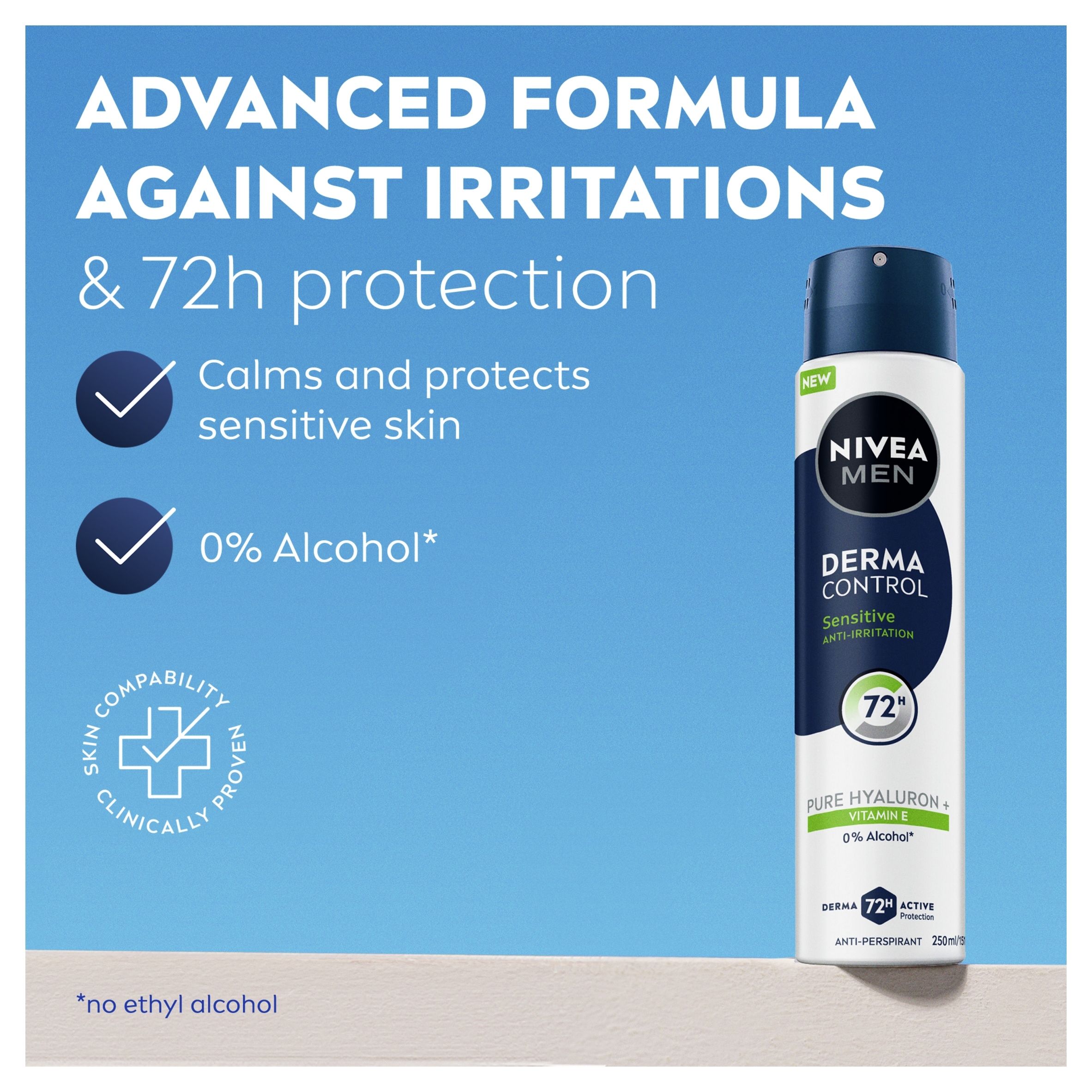 NIVEA Men Derma Control Sensitive 72hr Anti Perspirant Deodorant Spray 250ml thumbnail 5