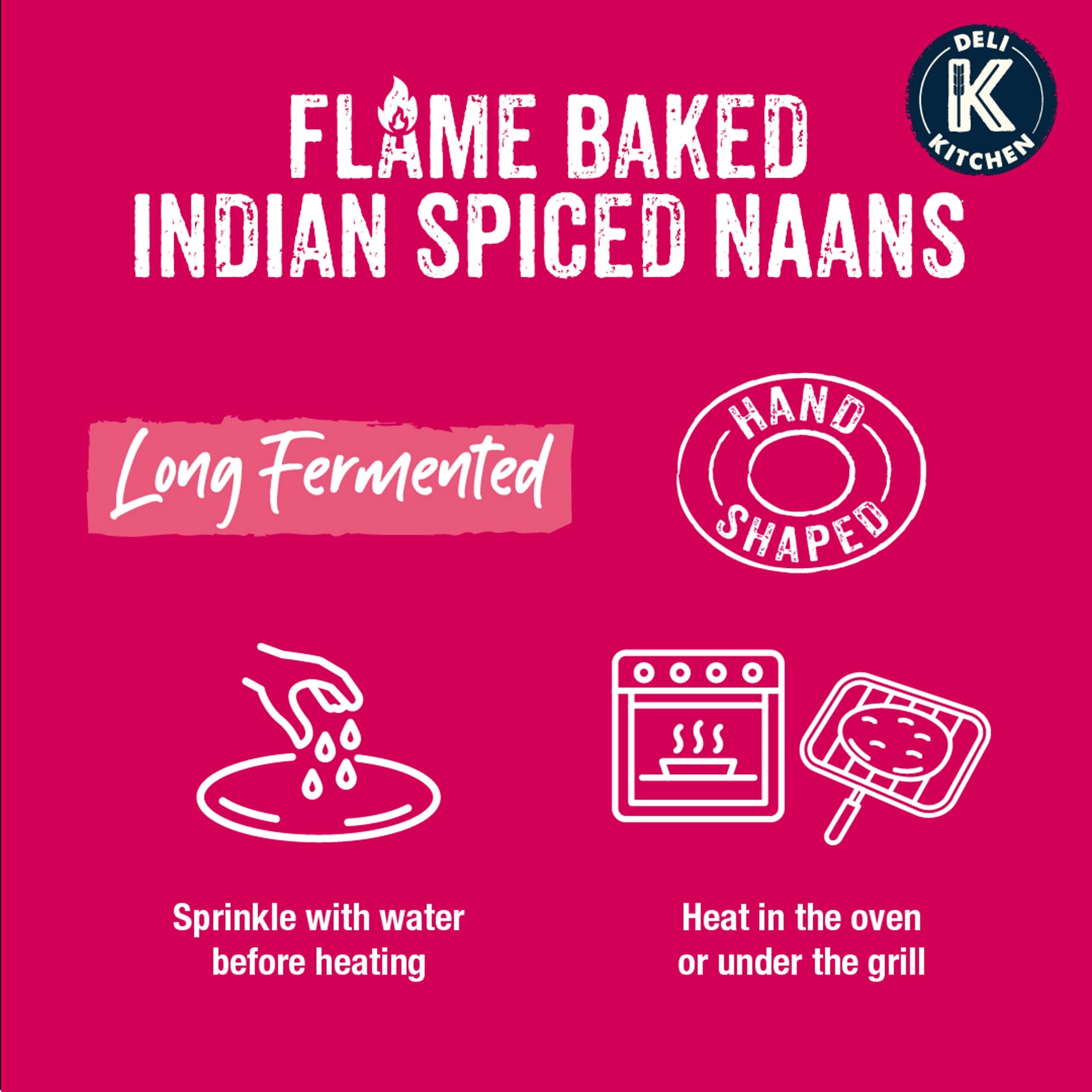 Deli Kitchen 2 Flame Baked Indian Naan Breads 400g thumbnail 2