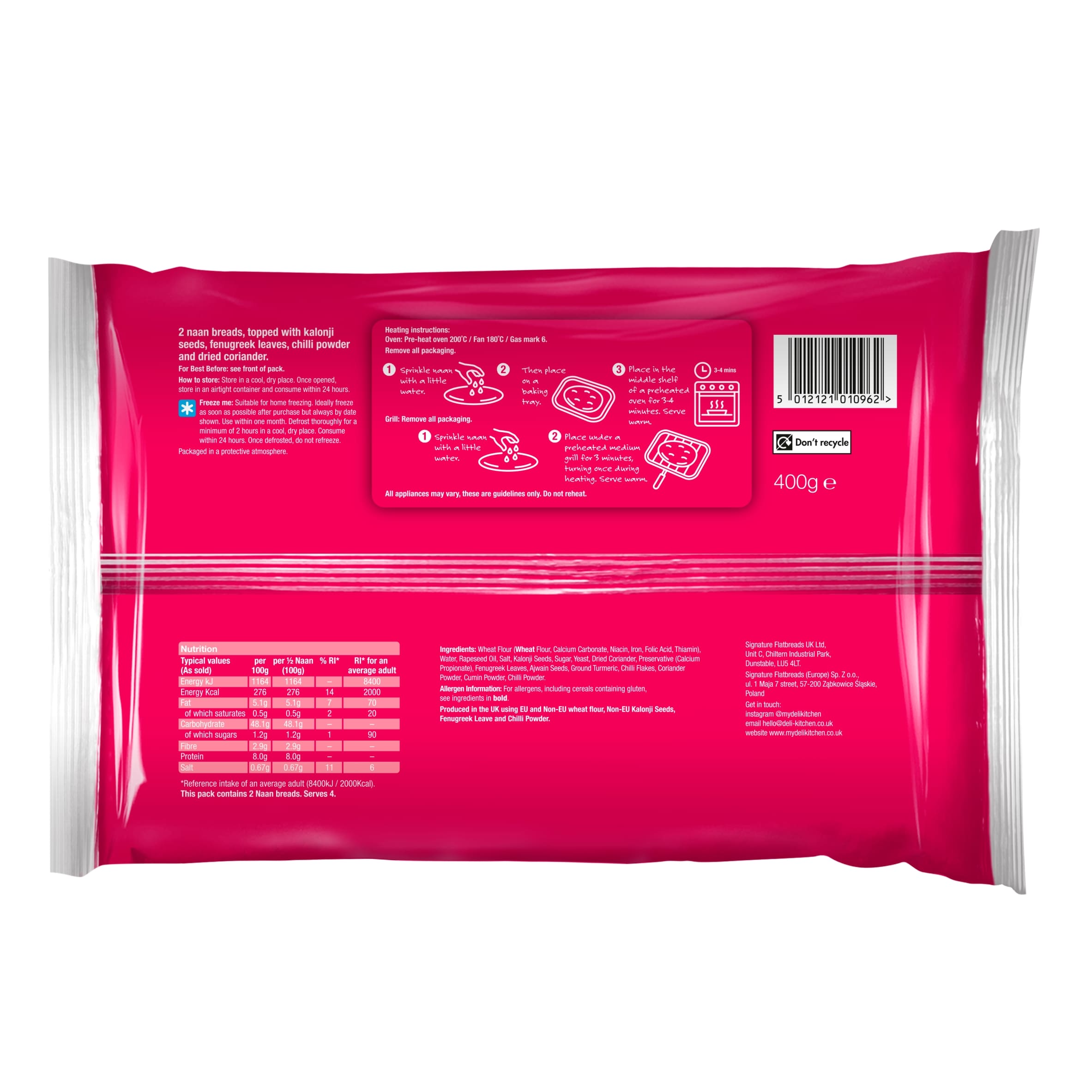 Deli Kitchen 2 Flame Baked Indian Naan Breads 400g thumbnail 4