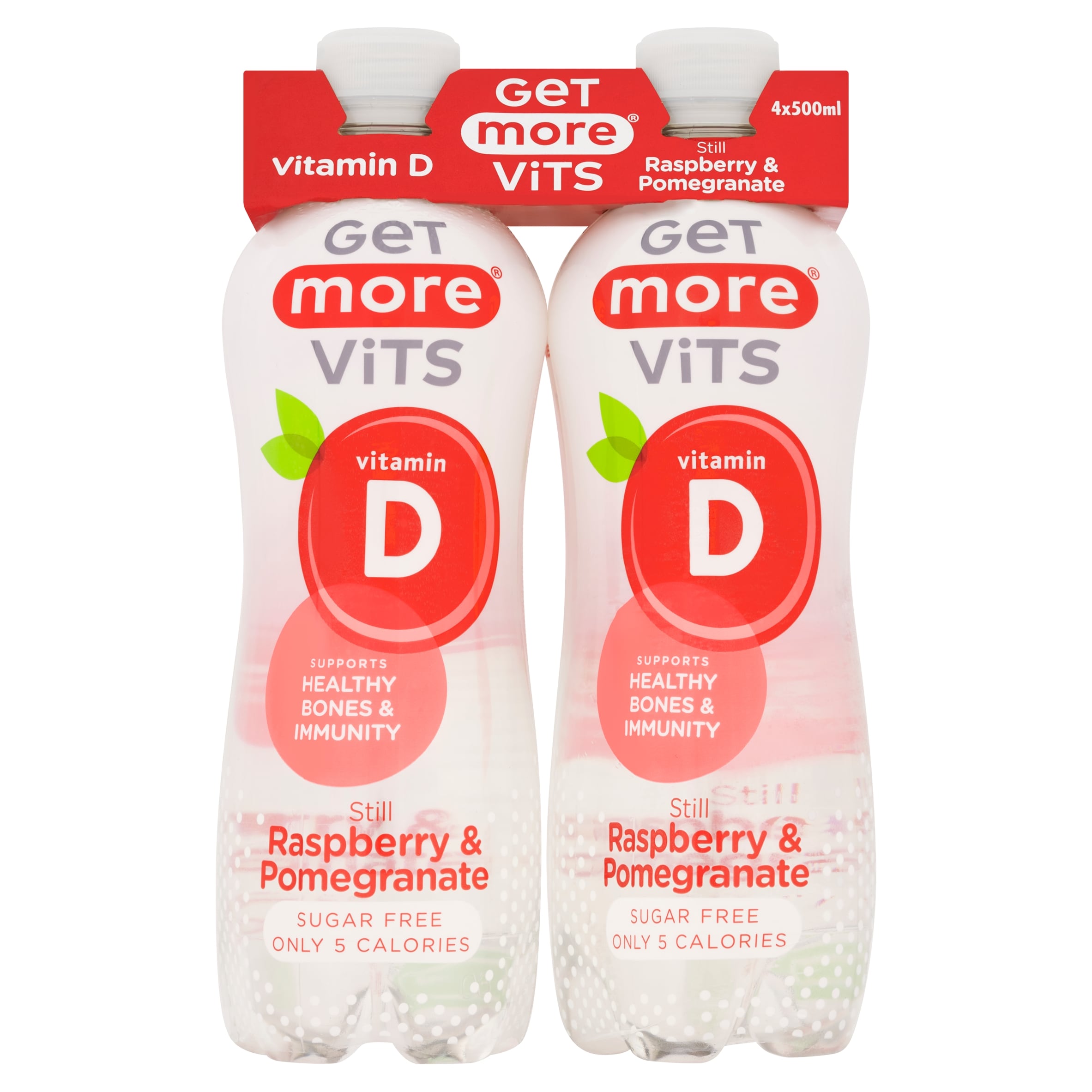 Get More Vits Vitamin D Still Raspberry & Pomegranate 4 x 500ml