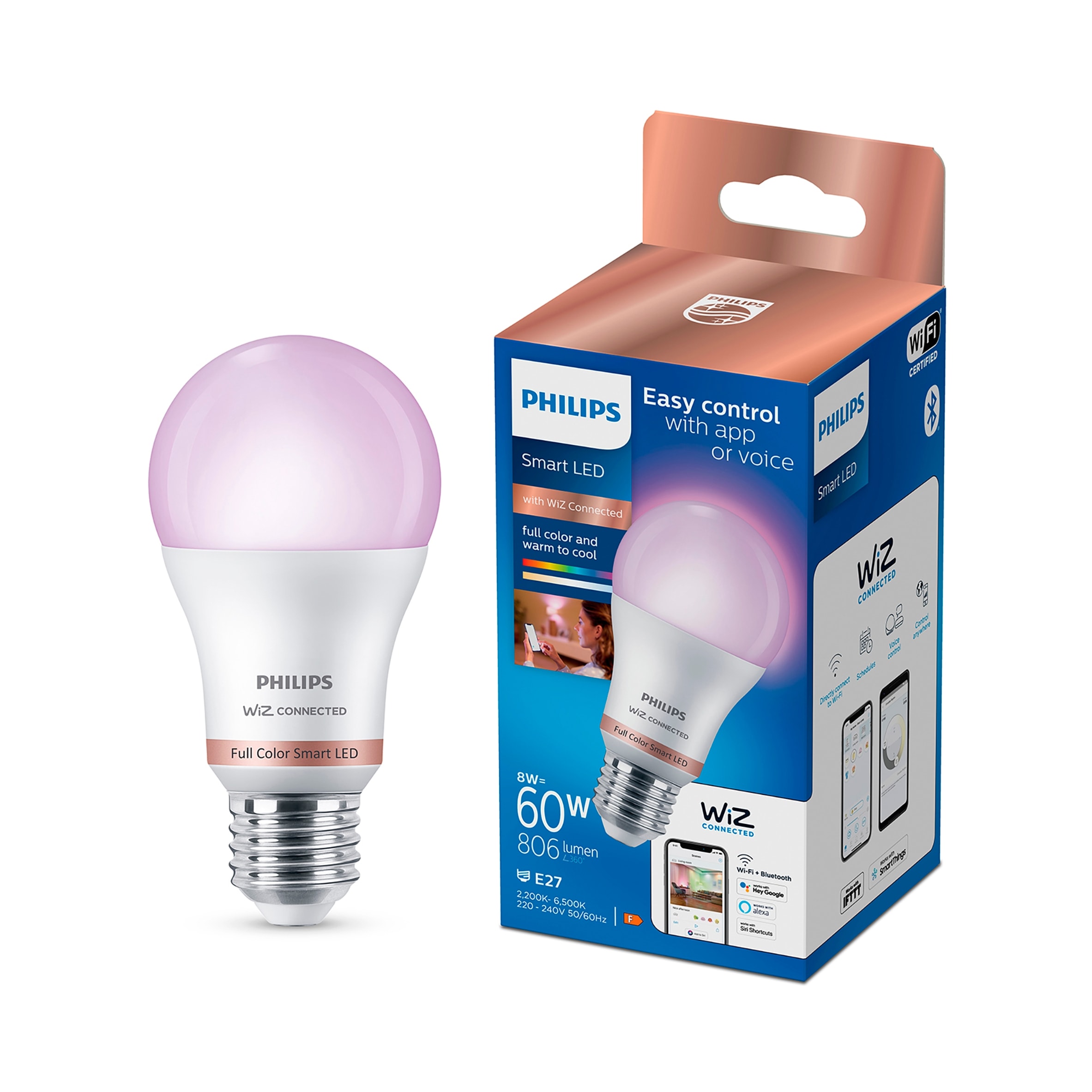 Philips WiZ A60 E27 Colour Smart Light Bulb
