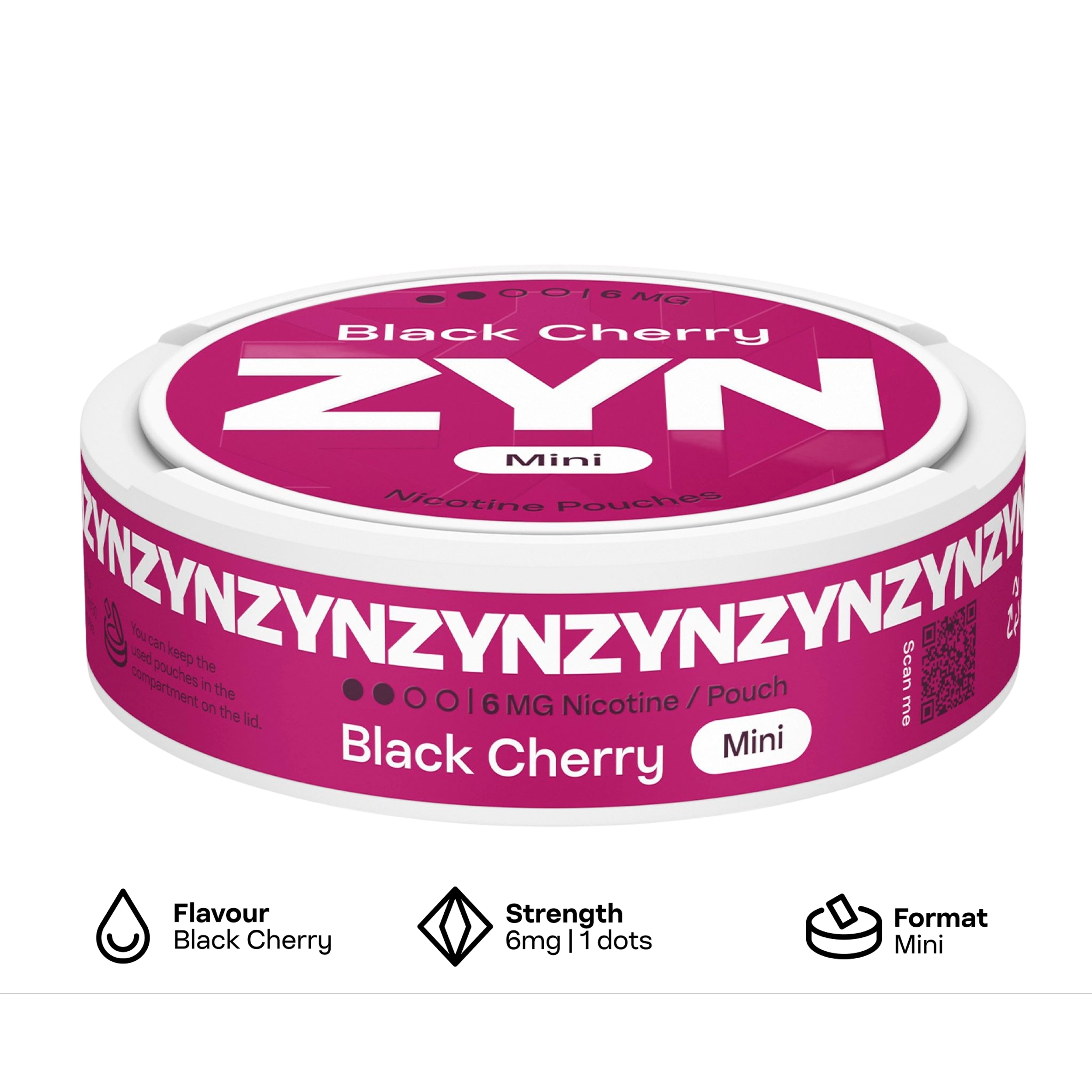 ZYN Black Cherry Mini Strong Nicotine 6mg x 20 Pouches 8g thumbnail 2
