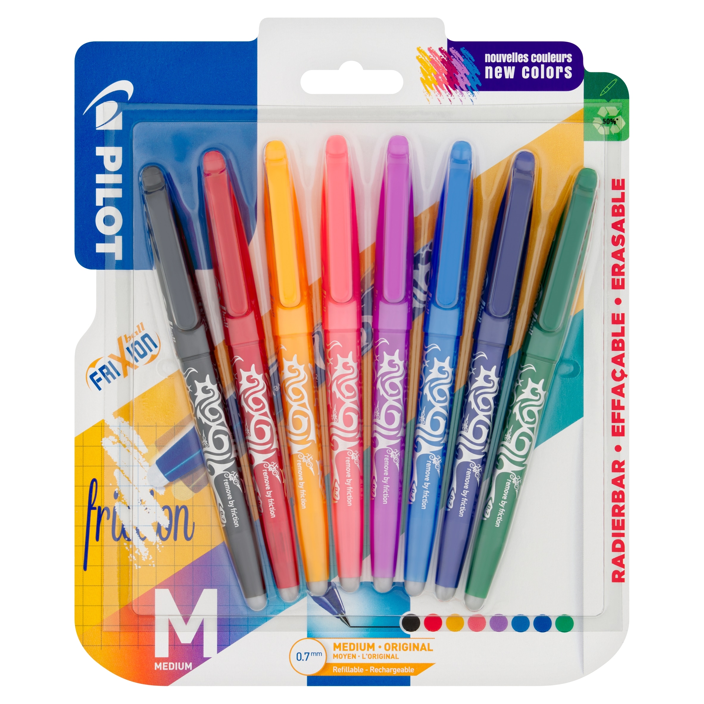 Pilot Erasable Frixion 8 Pack Assorted Colours