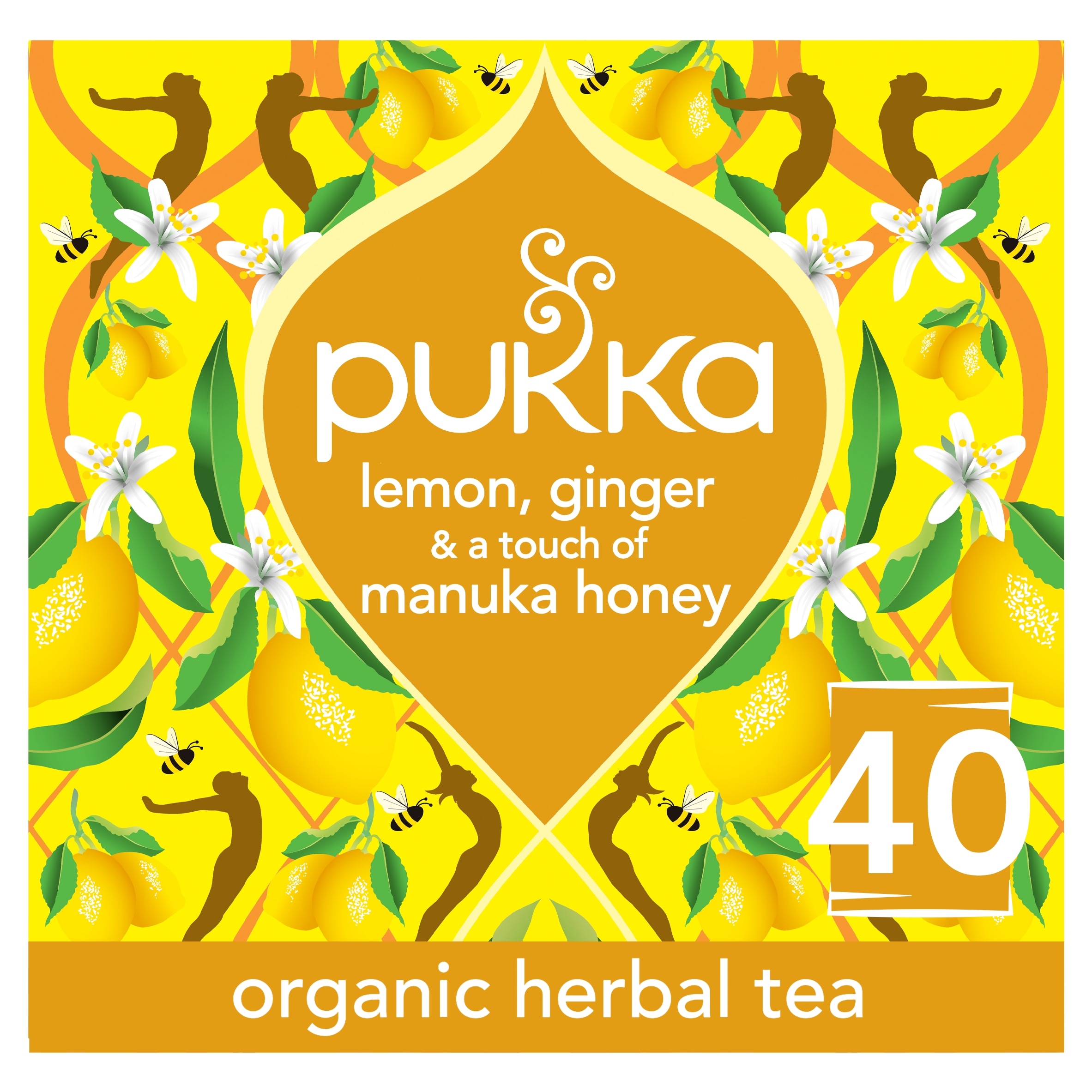 PUKKA Organic Lemon, Ginger & Manuka Honey 40 Herbal Tea Bags