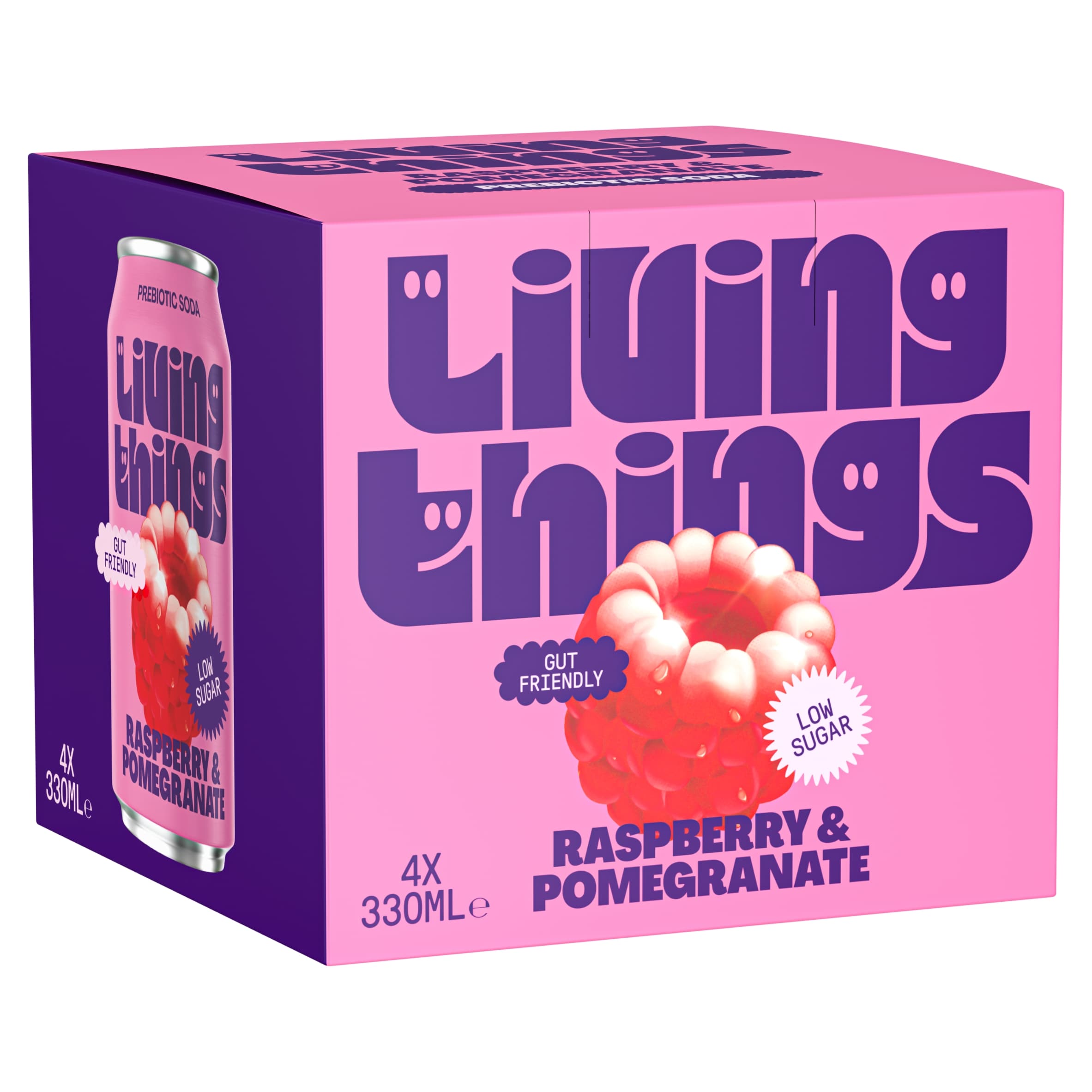 Living Things Raspberry & Pomegranate Prebiotic Soda