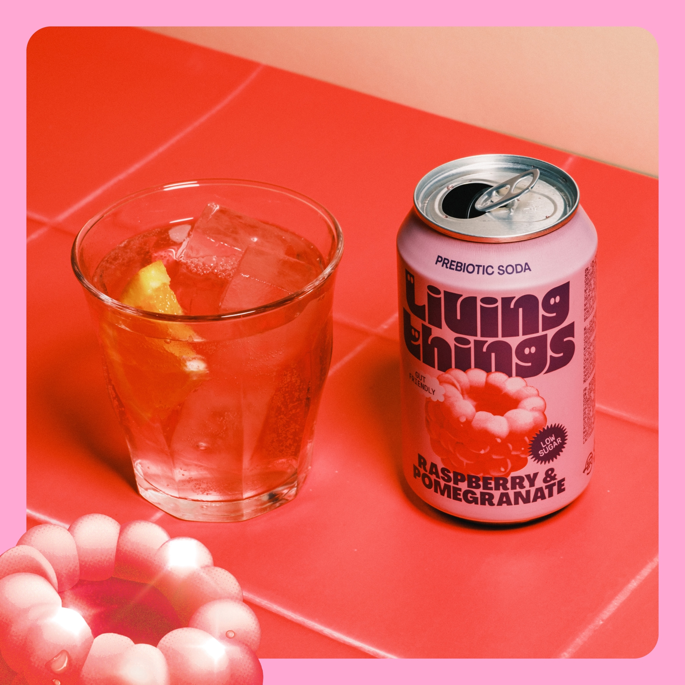 Living Things Raspberry & Pomegranate Soda 4x 330ml thumbnail 2