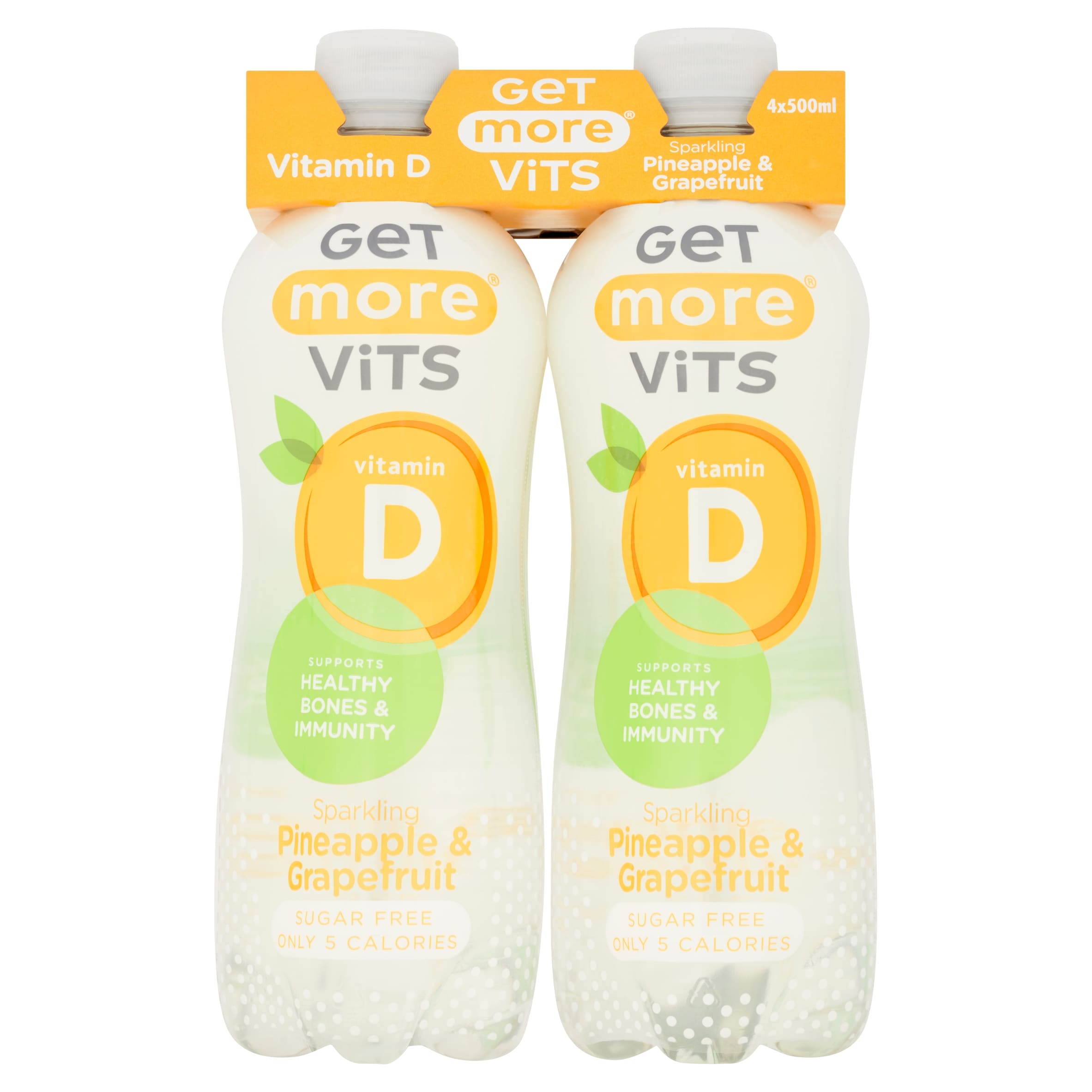 Get More Vits Vitamin D Sparkling Pineapple & Grapefruit 4 x 500ml