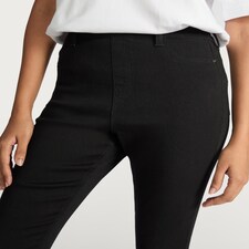 F&F Cotton Rich High Waisted Skinny Fit Jeggings in Black thumbnail 3