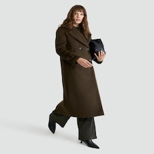 F&F Double Breasted Long Coat in Khaki