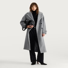 F&F Double Breasted Long Coat in Grey thumbnail 4
