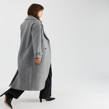 F&F Double Breasted Long Coat in Grey thumbnail 5