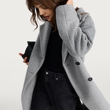 F&F Double Breasted Long Coat in Grey thumbnail 2