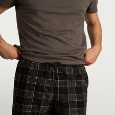 F&F Check Print Fleece Bottom Pyjama Set in Brown thumbnail 4